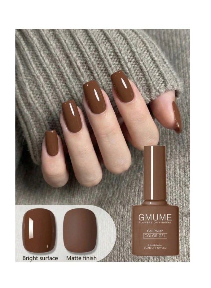 GMUME Caramel Brown Gel Nail Polish 7.5ml Warm Chestnut Earth Tone, UV/LED Cured Soak-Off - Image 1